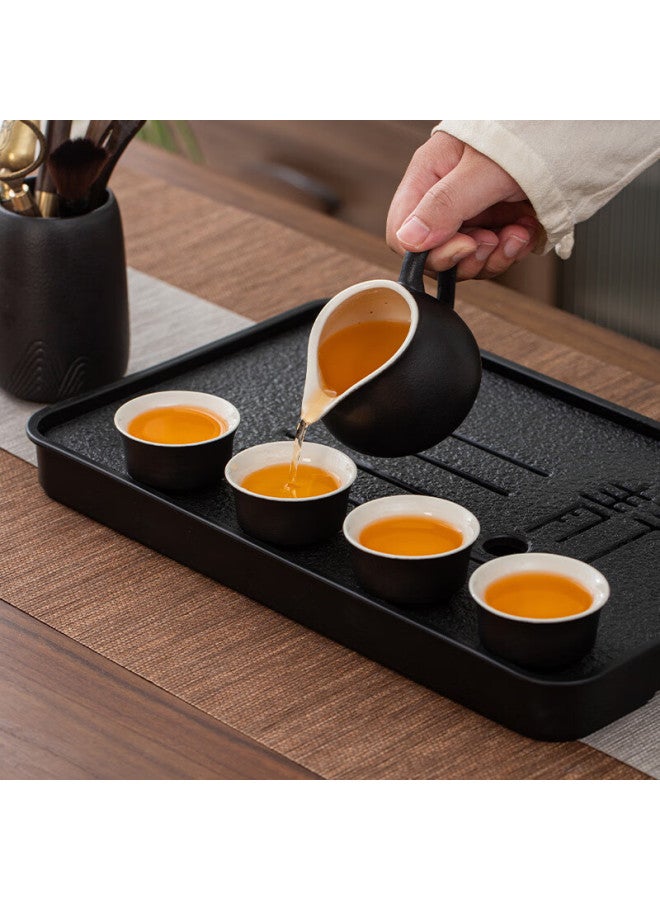 Luyan | Jinghong Yun Zhen Nude Price · Kung Fu Tea Set With Teacups And Teapot, High-end Black Pottery Gaiwan With Handle, 6-piece Set - Image 5