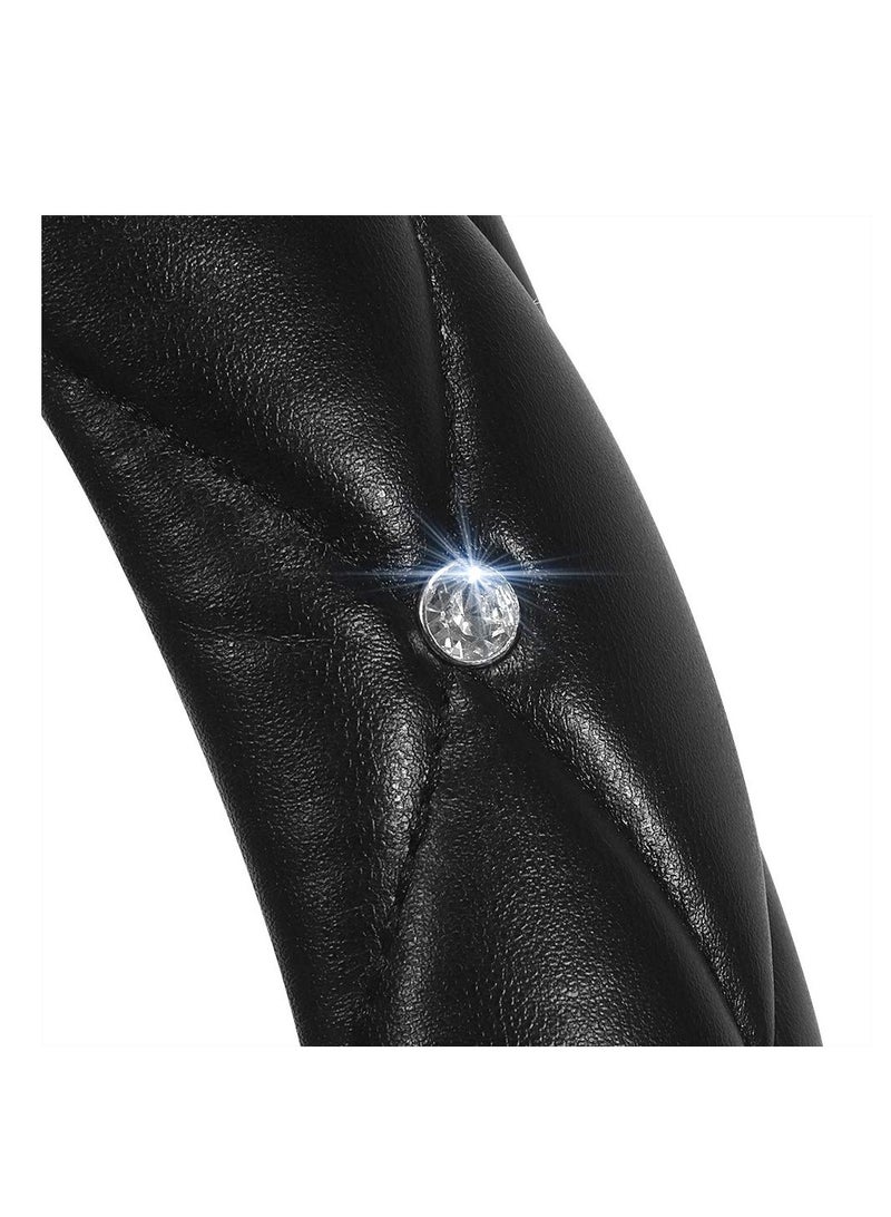 SYOSI Car Steering Wheel Cover, Diamond Soft Leather Anti-Slip Steering Wheel Cover, Steering Wheel Protector with Bling Crystal Rhinestones Soft Interior Accessories, for Women Girls, Universal 15 Inch - Image 3