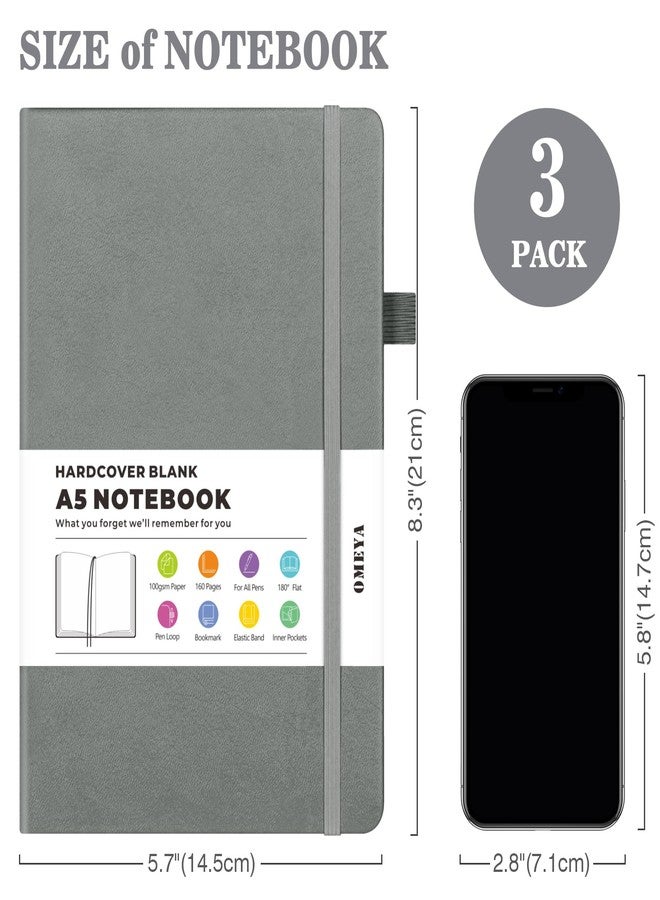 OMEYA Graph Paper Notebook 3 Pack, A5 Grid Notebook Journal, Graph Notebook with 120gsm Paper, Hardcover Leather Journal for Writing, Grid Paper Notebook for Work, School Supplies, Engineering,5.75" x 8.38" - Image 5