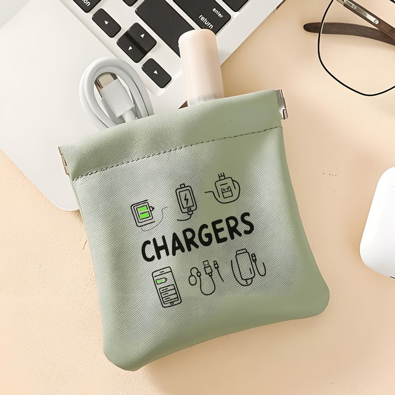 New Mint Green Portable Charger Organizer Bag Premium PU Travel Pouch Cable Management Slim Tech Case Gifts - Image 5