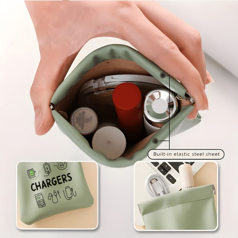 New Mint Green Portable Charger Organizer Bag Premium PU Travel Pouch Cable Management Slim Tech Case Gifts - Image 4