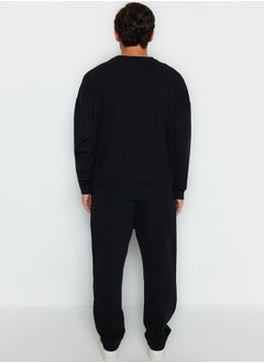 trendyol Limited Edition Black Regular Cut Thick Sweatpants TMNAW24EA00023  - Image 5