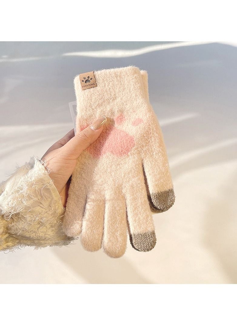 Golovejoy Women's Warm Plush Windproof And Cold Proof Lovely Gloves 