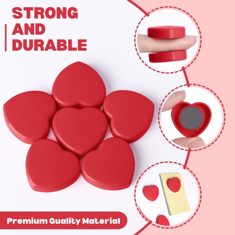 PYJLBX 20pcs Heart Fridge Magnets - Heavy Duty Refrigerator Magnets for Whiteboard & Metal Surfaces - Cute Mini Decorative Magnet, Small Strong Magnets for Home Office Classroom Kitchen Locker (Red) - Image 3