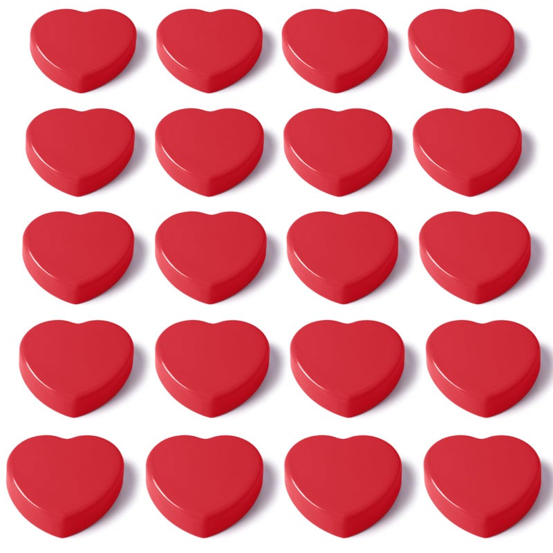 PYJLBX 20pcs Heart Fridge Magnets - Heavy Duty Refrigerator Magnets for Whiteboard & Metal Surfaces - Cute Mini Decorative Magnet, Small Strong Magnets for Home Office Classroom Kitchen Locker (Red) - Image 1