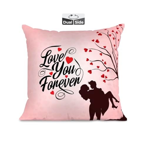 Brizberry® Pillow Cushion Gift for Valentine's Day Anniversary Engagement Birthday Girlfriend Boyfriend Wife Husband Love Romantic Couple Gift with Cushion Filler (16 inch x 16 inch) (Design 12) - Image 1