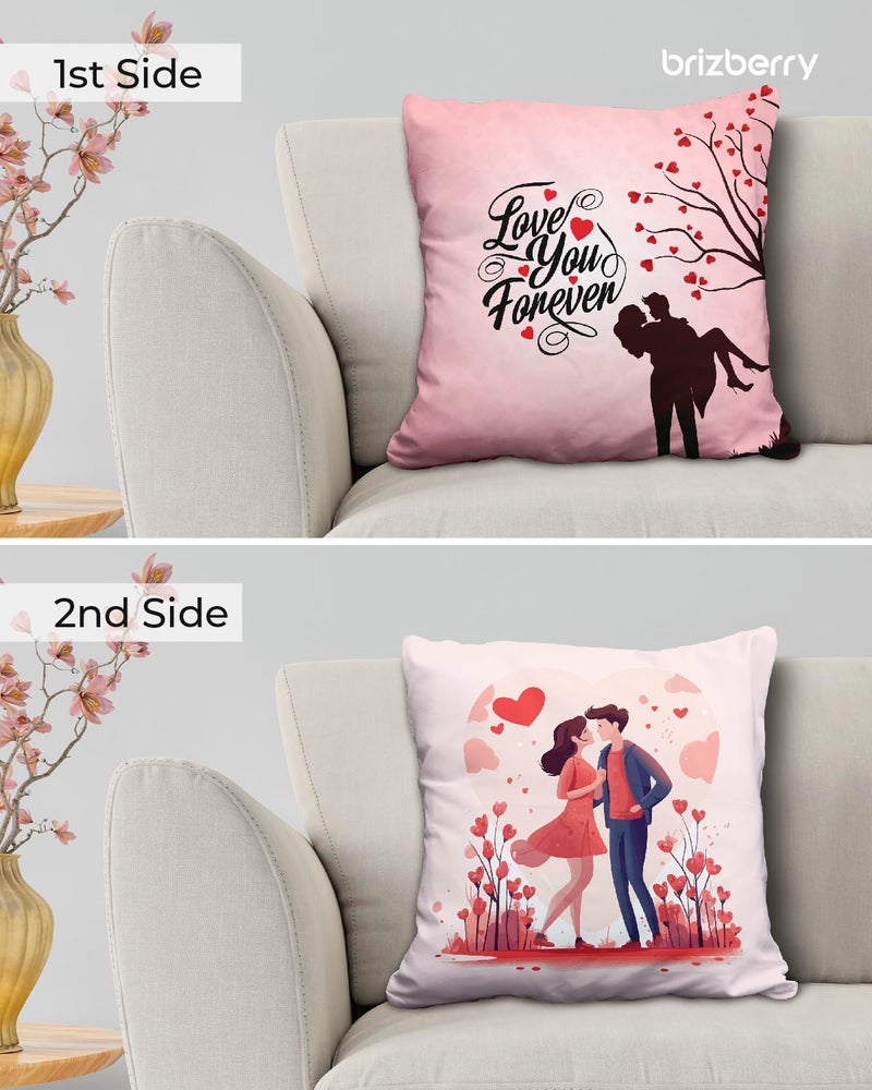 Brizberry® Pillow Cushion Gift for Valentine's Day Anniversary Engagement Birthday Girlfriend Boyfriend Wife Husband Love Romantic Couple Gift with Cushion Filler (16 inch x 16 inch) (Design 12) - Image 3