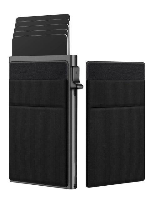 Slim Leather Card Holder Wallet for Men - Minimalist Pop-Up Design with RFID Blocking Technology