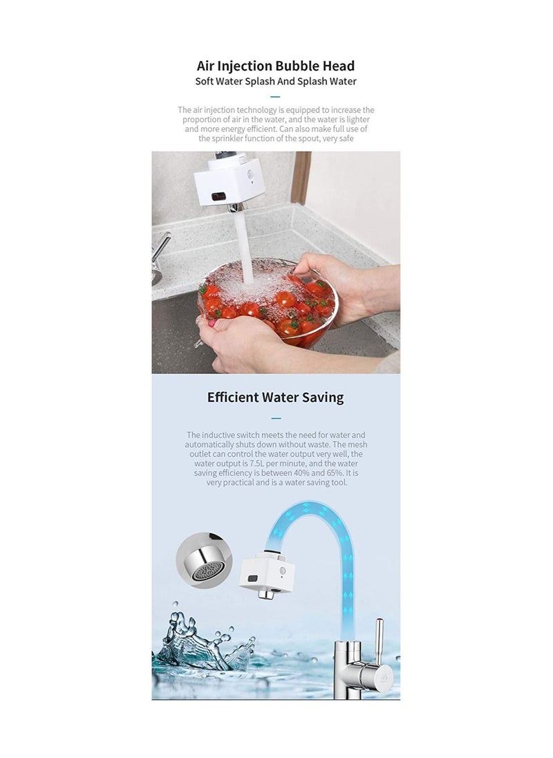 Generic - Smart Automatic Sense Infrared Induction Water Saving Device Adjustable Sink Faucet Double Sensor for Kitchen Bathroom Waterproof Water Overflow Protection Touch less Faucet Adapter, Chrome Finish - Image 1