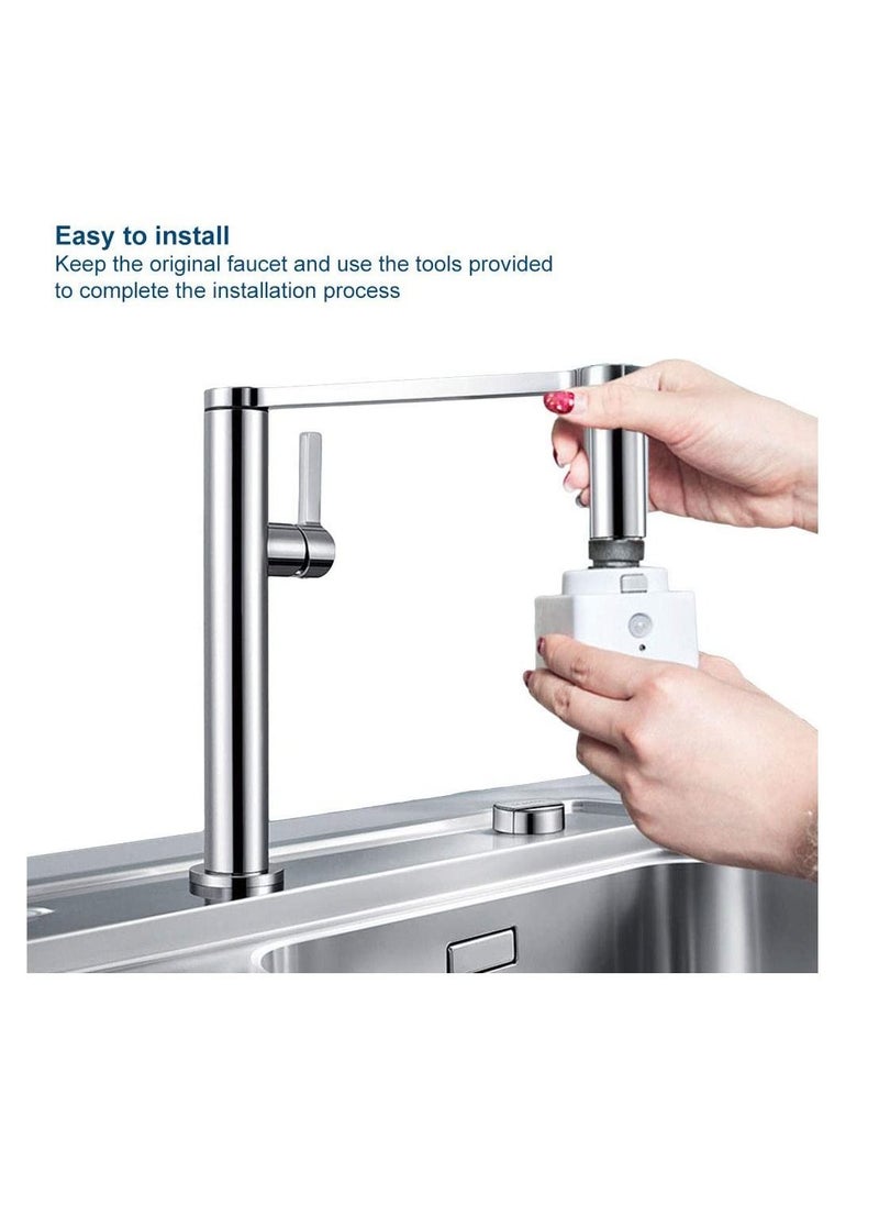 Generic - Smart Automatic Sense Infrared Induction Water Saving Device Adjustable Sink Faucet Double Sensor for Kitchen Bathroom Waterproof Water Overflow Protection Touch less Faucet Adapter, Chrome Finish - Image 1