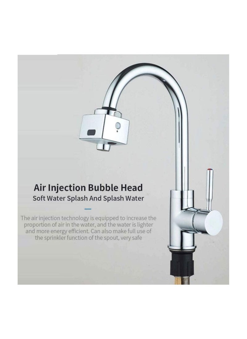 Generic - Smart Automatic Sense Infrared Induction Water Saving Device Adjustable Sink Faucet Double Sensor for Kitchen Bathroom Waterproof Water Overflow Protection Touch less Faucet Adapter, Chrome Finish - Image 1