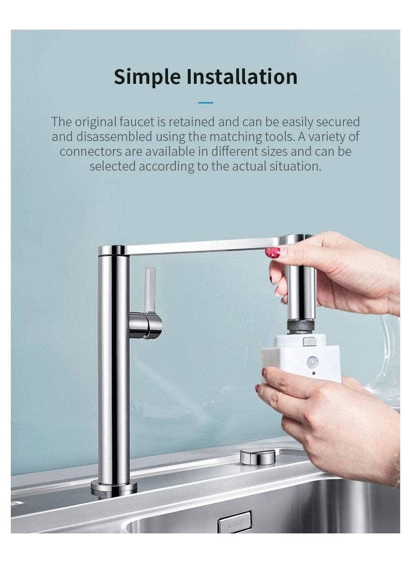 Generic - Smart Automatic Sense Infrared Induction Water Saving Device Adjustable Sink Faucet Double Sensor for Kitchen Bathroom Waterproof Water Overflow Protection Touch less Faucet Adapter, Chrome Finish - Image 1
