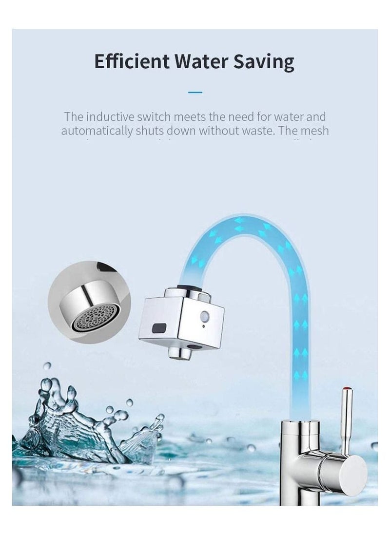 Generic - Smart Automatic Sense Infrared Induction Water Saving Device Adjustable Sink Faucet Double Sensor for Kitchen Bathroom Waterproof Water Overflow Protection Touch less Faucet Adapter, Chrome Finish - Image 1