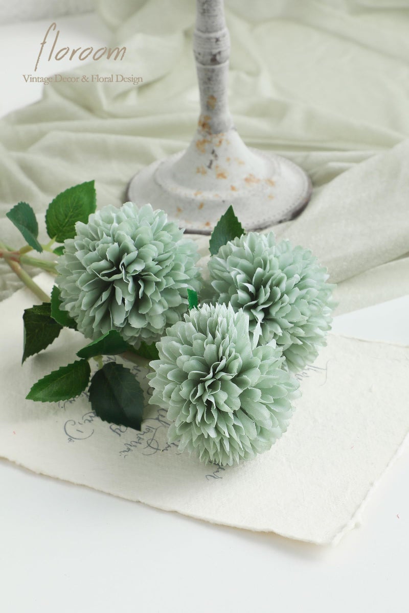 Floroom 12pcs Sage Green Faux Silk Mums Artificial Flowers Bulk Fake Chrysanthemums with Stems for DIY Wedding Table Centerpieces Floral Arrangements Vase Fillers Home Decorations - Image 4