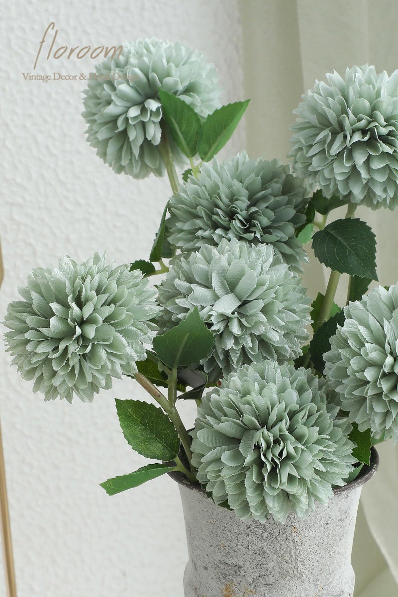 Floroom 12pcs Sage Green Faux Silk Mums Artificial Flowers Bulk Fake Chrysanthemums with Stems for DIY Wedding Table Centerpieces Floral Arrangements Vase Fillers Home Decorations - Image 5