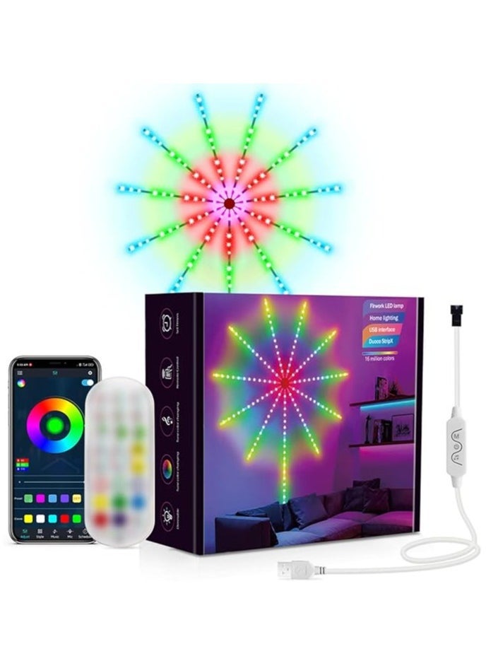 إلترازون Smart Firework LED Lights | USB Powered Room Decor | Color Changing Fireworks LED with Launch Burst Effect & RGB Strip Lights for Bedroom | Remote & App Control  - Image 1