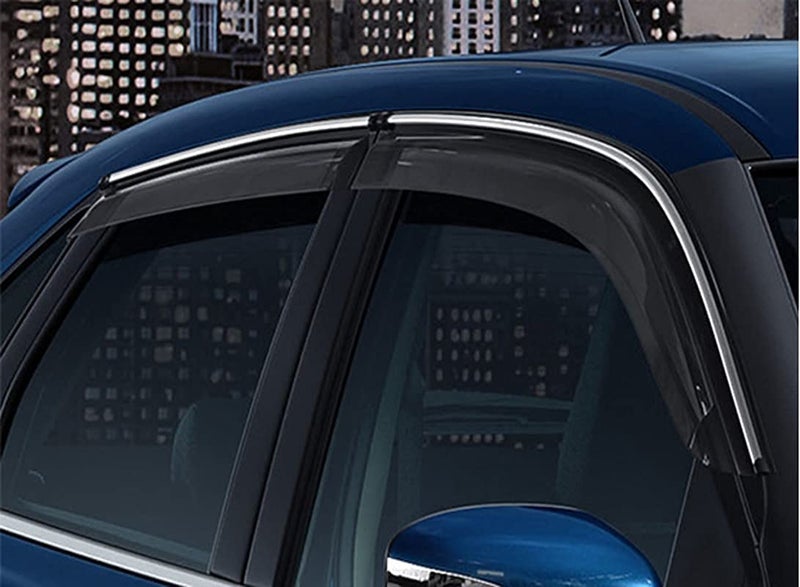 ROYALTECH Premium Chromeline & Silverline Unbreakable Car Rear Window Wind Deflectors & Side Door Visor Rain Guard Compatible with (Maruti Suzuki Ertiga (2018 – 2022)) - Image 3
