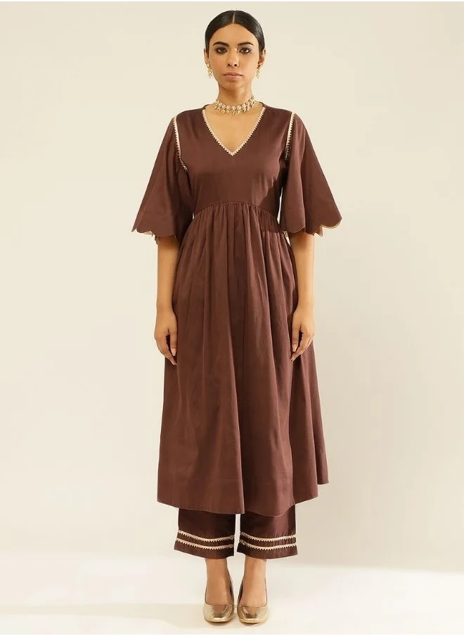 أبهشتي Scallop sleeves kurta Set