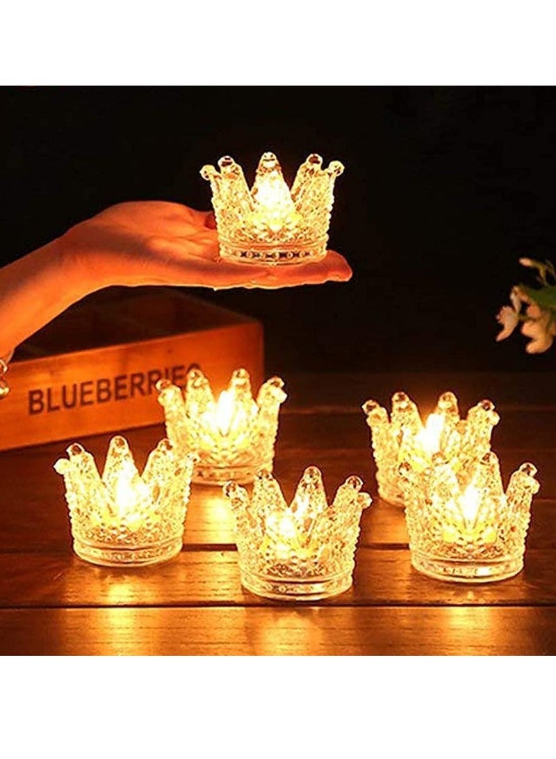 Y&D Votive Candle Holders Set of 6 Crown Glass Tealight Holder for Wedding Party and Home Decor Gold Tips - Image 5