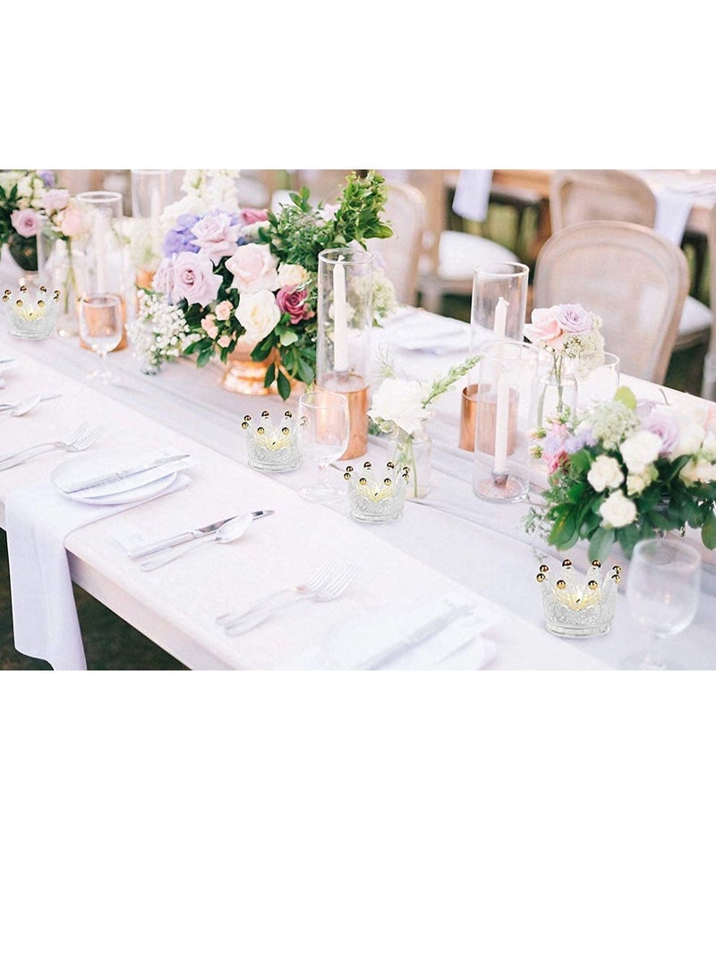 Y&D Votive Candle Holders Set of 6 Crown Glass Tealight Holder for Wedding Party and Home Decor Gold Tips - Image 3