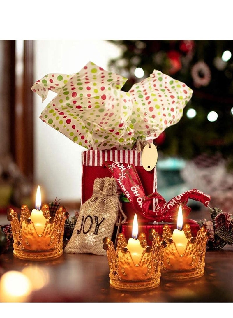 Y&D Votive Candle Holders Set of 6 Crown Glass Tealight Holder for Wedding Party and Home Decor Gold Tips - Image 4