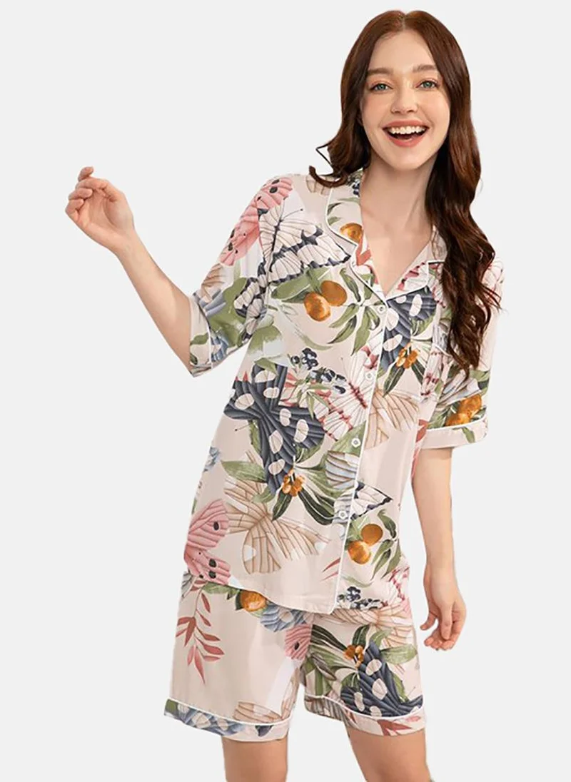 YUNIQEE Printed Shirt & Shorts Night Suits