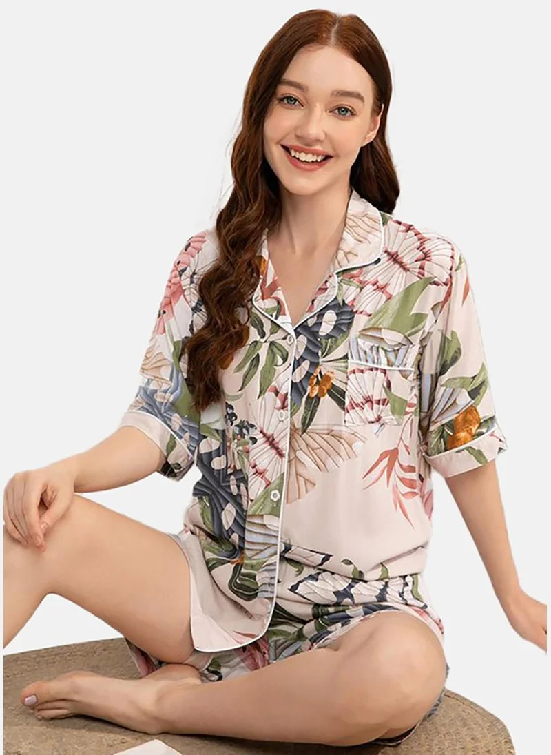 YUNIQEE Printed Shirt & Shorts Night Suits