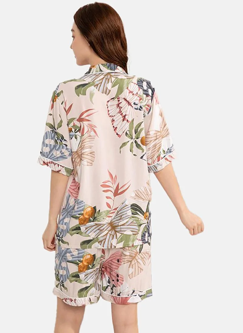 YUNIQEE Printed Shirt & Shorts Night Suits