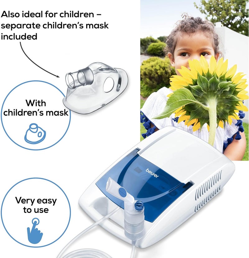 Beurer بويرر IH21 جهاز استنشاق كهربائي للاستخدام المنزلي لتبخير الأدوية السائلة لنزلات البرد والربو وأمراض الجهاز التنفسي بتقنية الهواء المضغوط سعة التبخير 020 مل/دقيقة - Image 5