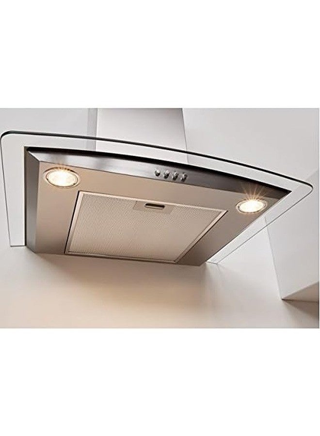 Indesit 60 cm Built in Chimney Hood Decorative Design Curved Glass Stainless Steel finish with Aluminium Filters IHGC-6.4AMX Freestanding IHGC-6.4AMX ‎Stainless Steel - Image 3