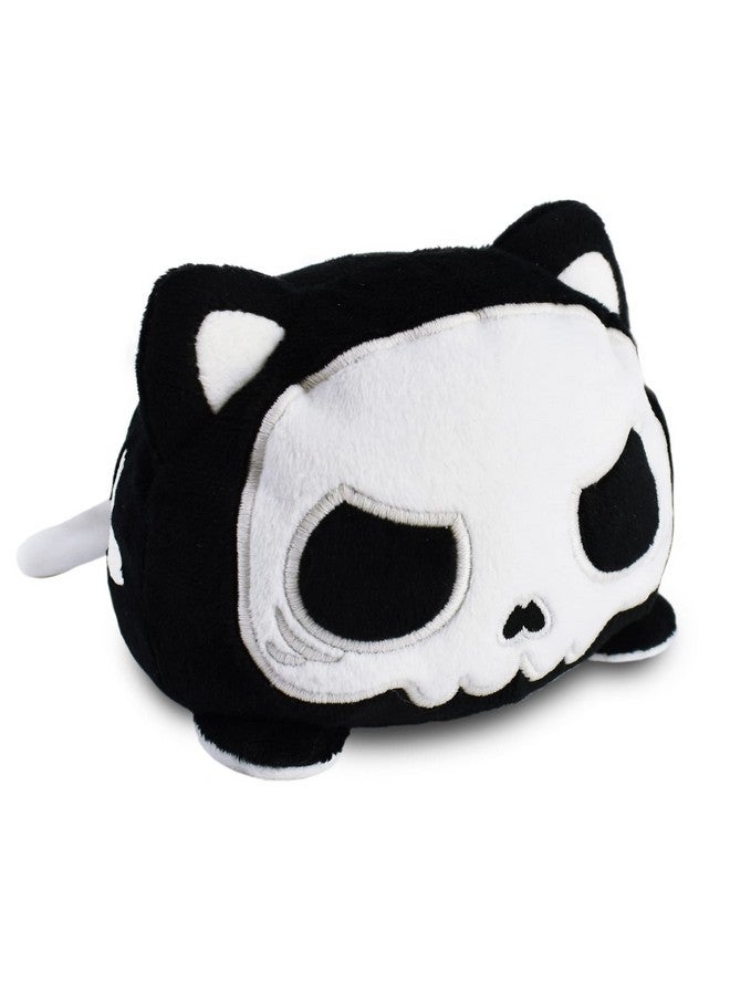 TeeTurtle - The Original Reversible Cat Plushie - White + Skeleton - Glows in the Dark! - Cute Sensory Fidget Stuffed Animals That Show Your Mood - Perfect for Halloween!, 4 inch - Image 1