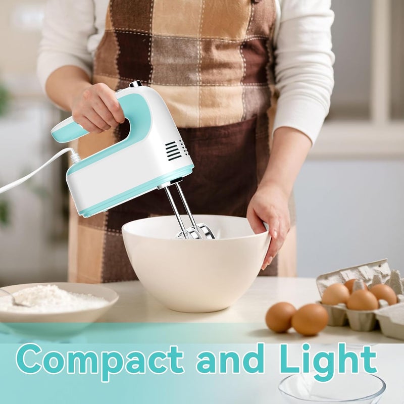 WEPSEN Hand Mixer Electric Handheld, 5-Speed Handheld Mixer, 380W Electric Mixer with Stainless Steel Whisk Beater Attachments, Snap-On Storage Case, Measuring Cups, Kitchen Cake Mixers for Baking Supplies - Image 4