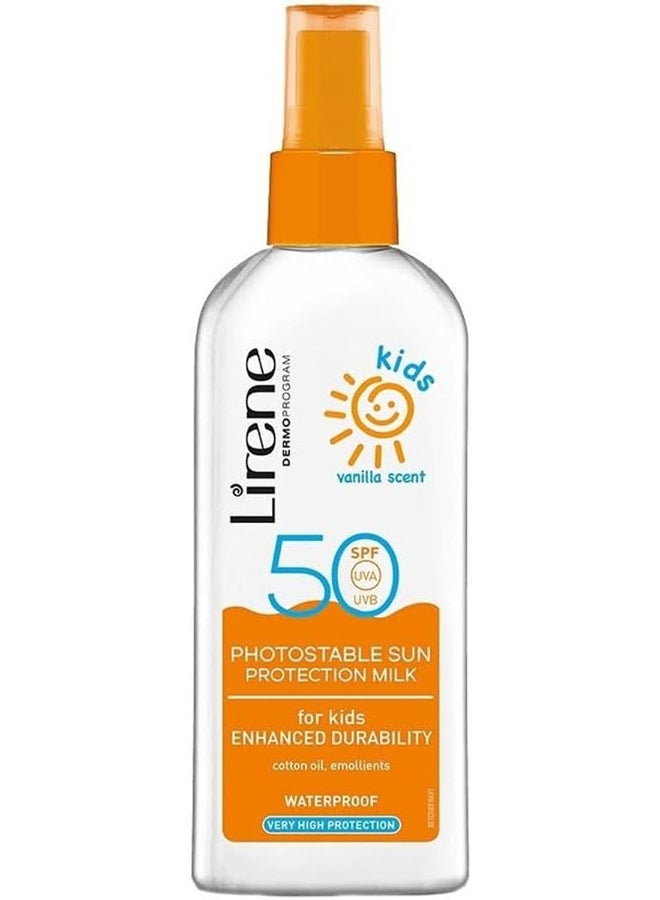 Lirene Kids Sun Protection Milk, Vanilla Scent, Spf 50, Waterproof