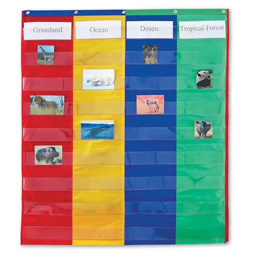 Learning Resources 2 And 4 Column Double-sided Pocket Chart, 30"L x 38"H, Classroom Organizer, Teacher Accessories - Image 1
