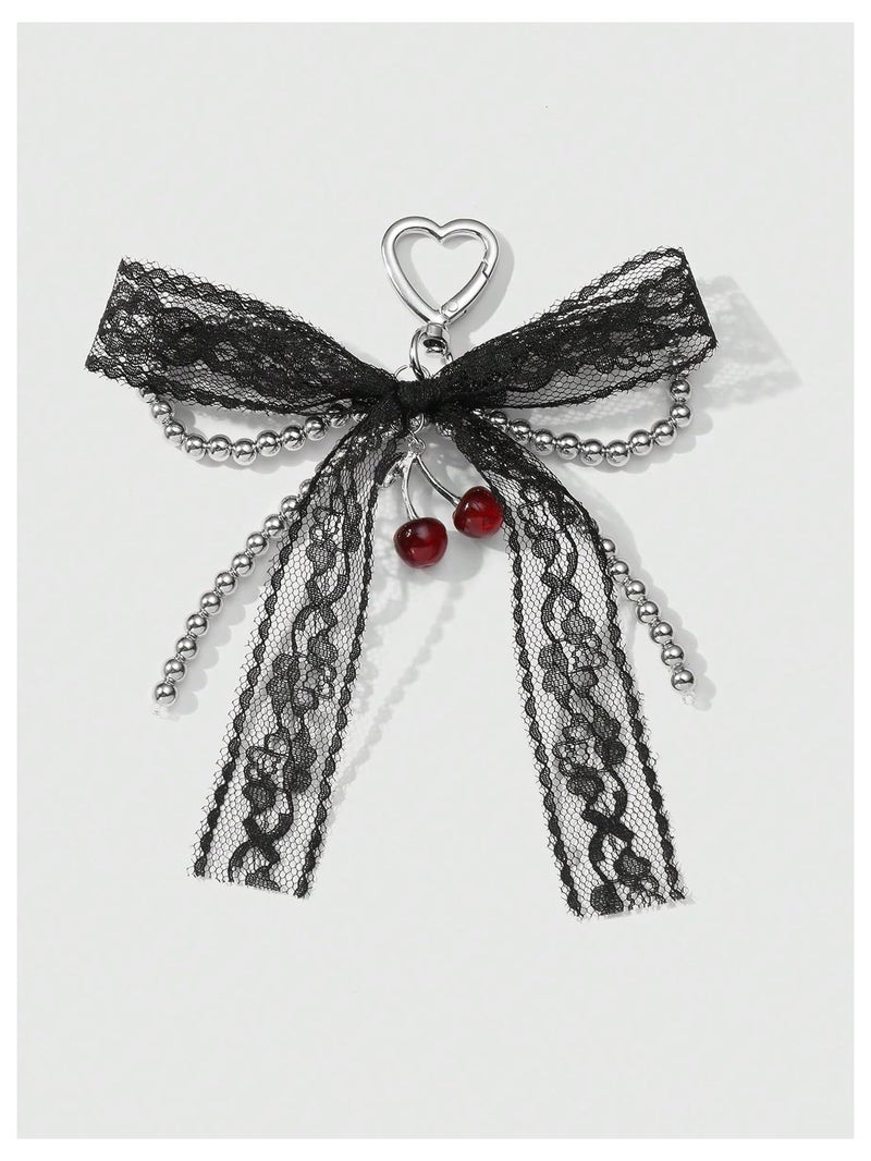 MakeMeChic Women's Bow Bag Charm Cute Keychain Ribbon Metal Retro Y2K Accessories Lace Multi Medium - Image 5