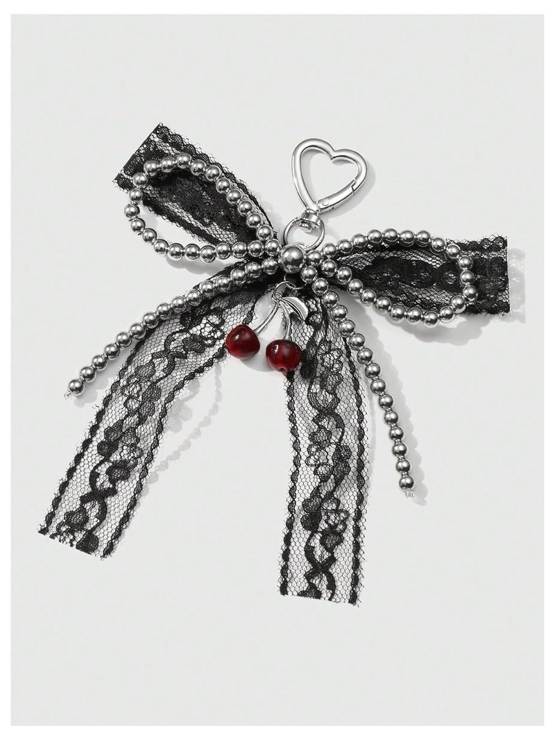 MakeMeChic Women's Bow Bag Charm Cute Keychain Ribbon Metal Retro Y2K Accessories Lace Multi Medium - Image 4