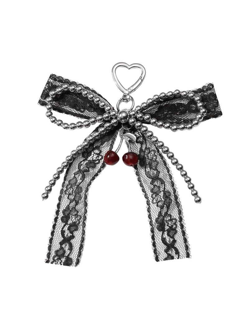 MakeMeChic Women's Bow Bag Charm Cute Keychain Ribbon Metal Retro Y2K Accessories Lace Multi Medium - Image 1