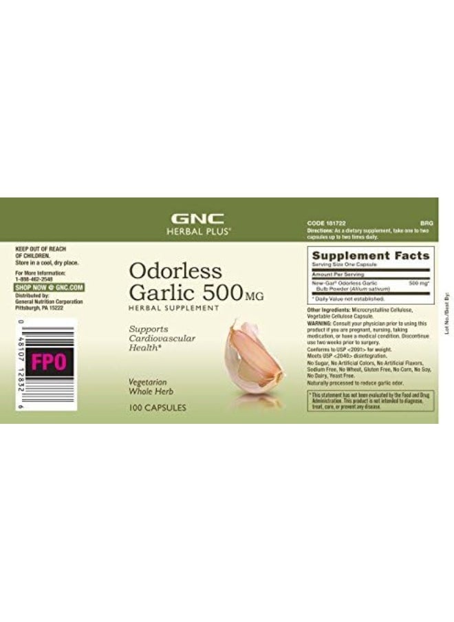 GNC - GNC Odorless Garlic 500 Mg 100 Capsules - Image 1
