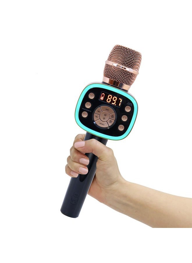 Singing Machine Carpool Karaoke for Kids & Adults, Carpool Karaoke The Mic 2.0 - Wireless & Bluetooth Karaoke Microphone with Voice Changing Sound Effects as White Elephant Gift - Rose Gold - Image 1