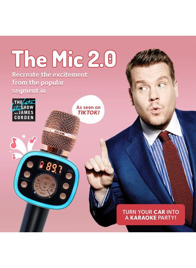 Singing Machine Carpool Karaoke for Kids & Adults, Carpool Karaoke The Mic 2.0 - Wireless & Bluetooth Karaoke Microphone with Voice Changing Sound Effects as White Elephant Gift - Rose Gold - Image 2