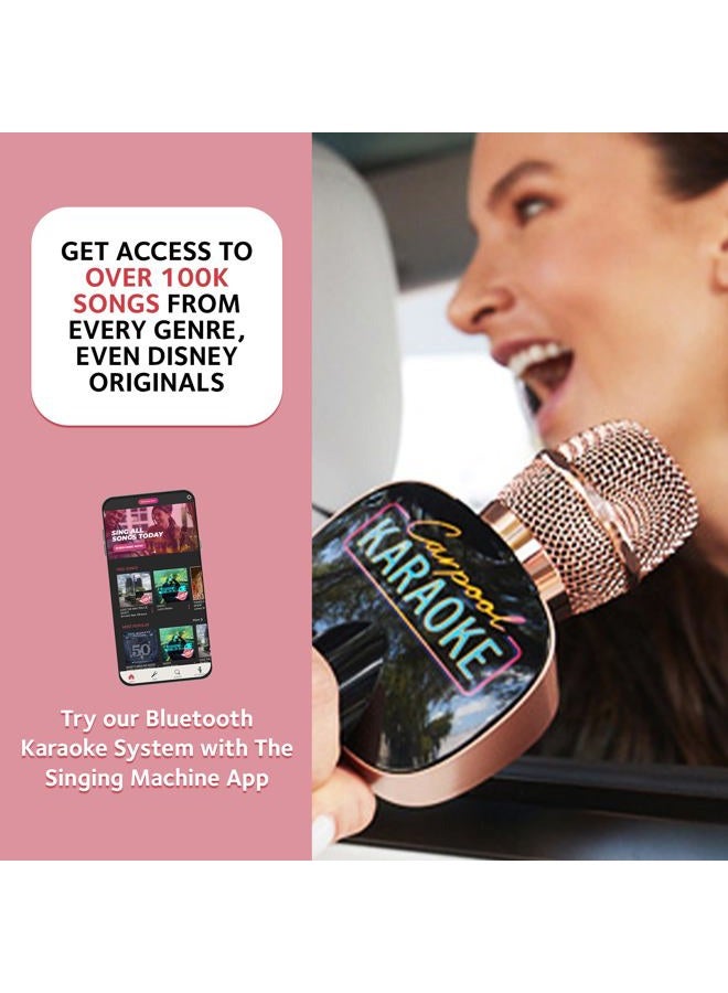 Singing Machine Carpool Karaoke for Kids & Adults, Carpool Karaoke The Mic 2.0 - Wireless & Bluetooth Karaoke Microphone with Voice Changing Sound Effects as White Elephant Gift - Rose Gold - Image 5