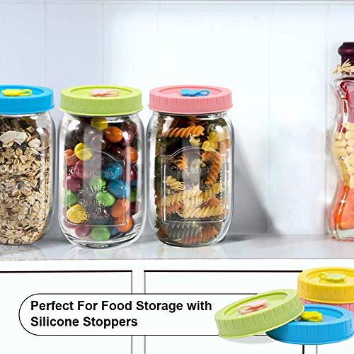 Qinline Regular Mouth Mason Jar Lids with Straw Hole/Stoppers/Silicone Rings/Cleaning Brush, Rust-proof, BPA Free Plastic Canning Lids, Great for Drinking & Food Storage(26 Pack) - Image 4