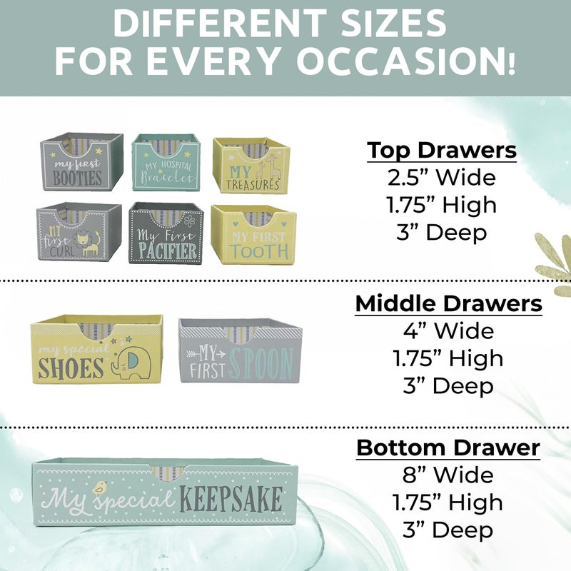 Votum Baby Keepsake Box for Treasured Memories, Moon & Stars - Lightweight, Handcrafted Baby Boxes with 9 Labeled Compartments for First Memories - Gender Neutral Baby Shower Gifts for Girls, Boys - Image 4