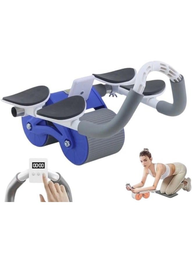 هابي هوم مجموعة عجلات البطن الارتداد التلقائي، معدات تمارين البطن لدعم الكوع مع مؤقت، معدات اللياقة البدنية، معدات تمارين البطن - ازرق - Image 1