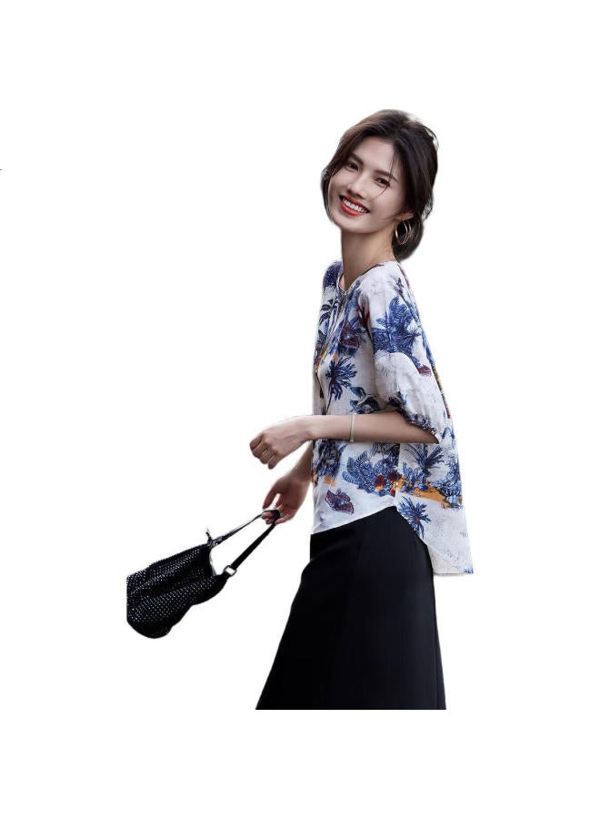 Dme "Line Aesthetics" Summer French Retro Striped Shirt Smooth And Comfortable Chiffon Camisole Women'S Top - Image 1