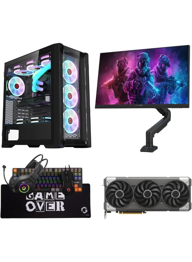 GAMEON Gaming PC With Core i5-14400F Processor/16GB RAM DDR4/1TB SSD/8GB Nvidia GeForce RTX 5060 Graphics/Windows 11 Pro+24 Inch IPS Monitor+Gaming Accessories Black - Image 1