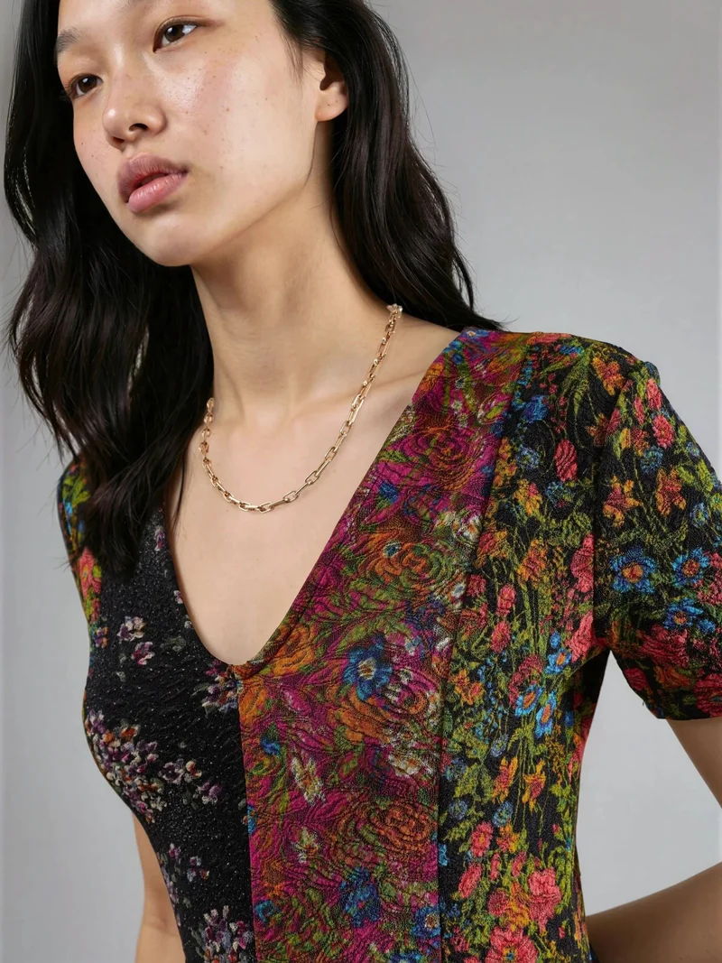 Hiccup Multicolor Floral V-Neck A-Line Mini Dress Ellie Collection for Women | Best Price UAE
