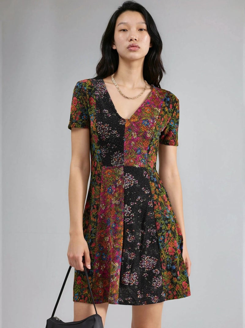 HICCUP Floral V-Neck A-Line Mini Dress Ellie Collection - Image 1