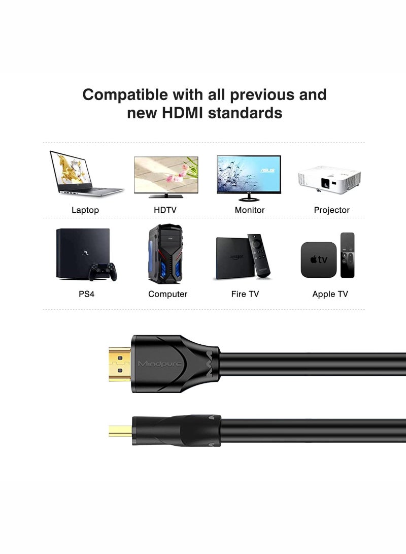 Mindpure 2M Braided HDMI Cable 2.0 - 4K Ultra HD High Speed Gold Plated Cord for PS5, Apple TV, Samsung TV, Monitor, Laptop - Image 2