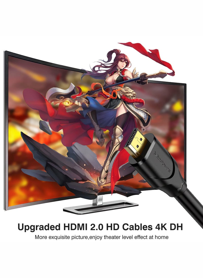 Mindpure 2M Braided HDMI Cable 2.0 - 4K Ultra HD High Speed Gold Plated Cord for PS5, Apple TV, Samsung TV, Monitor, Laptop - Image 4